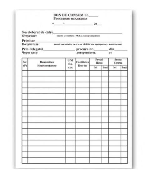 Bon de consum, hirtie offset 100 buc